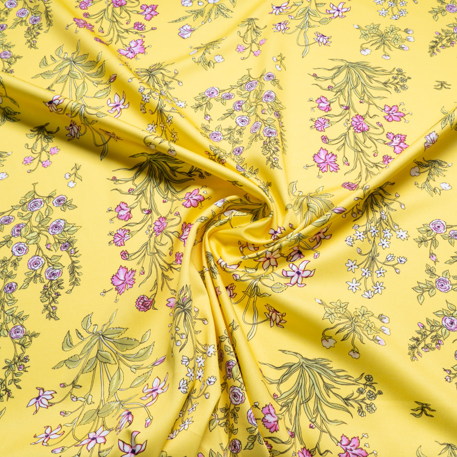 Dainty Pink Printed Yellow Luxury Cotton
