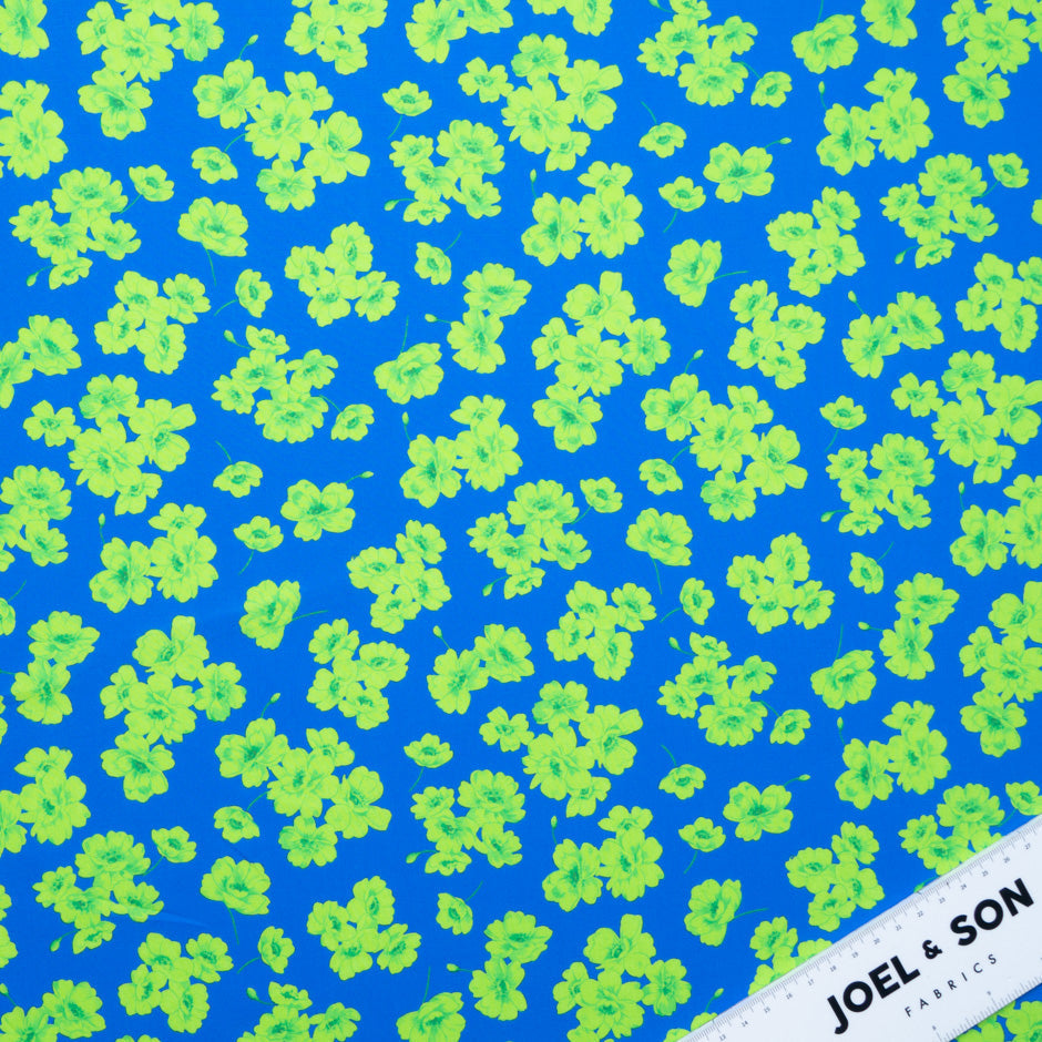 Apple Green Floral Printed Blue Pure Cotton