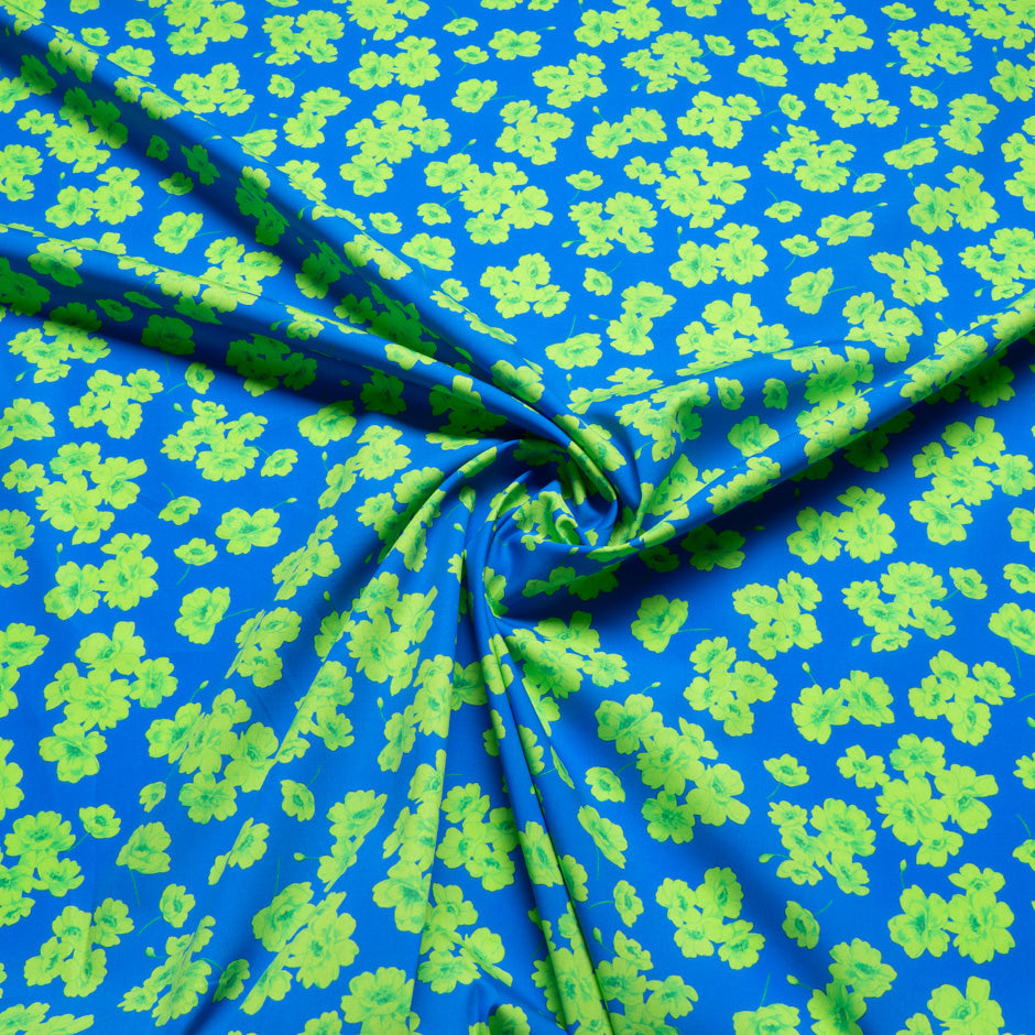 Apple Green Floral Printed Blue Pure Cotton