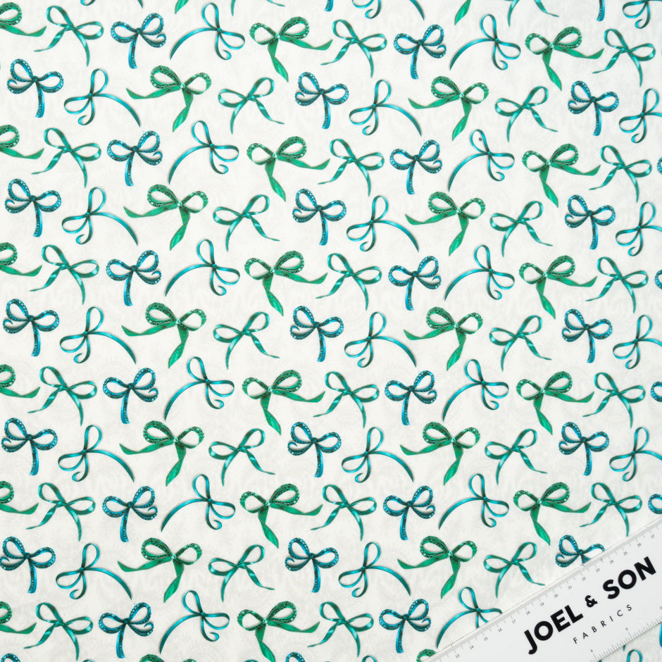 Green & Blue Ribbon Printed Pure Cotton