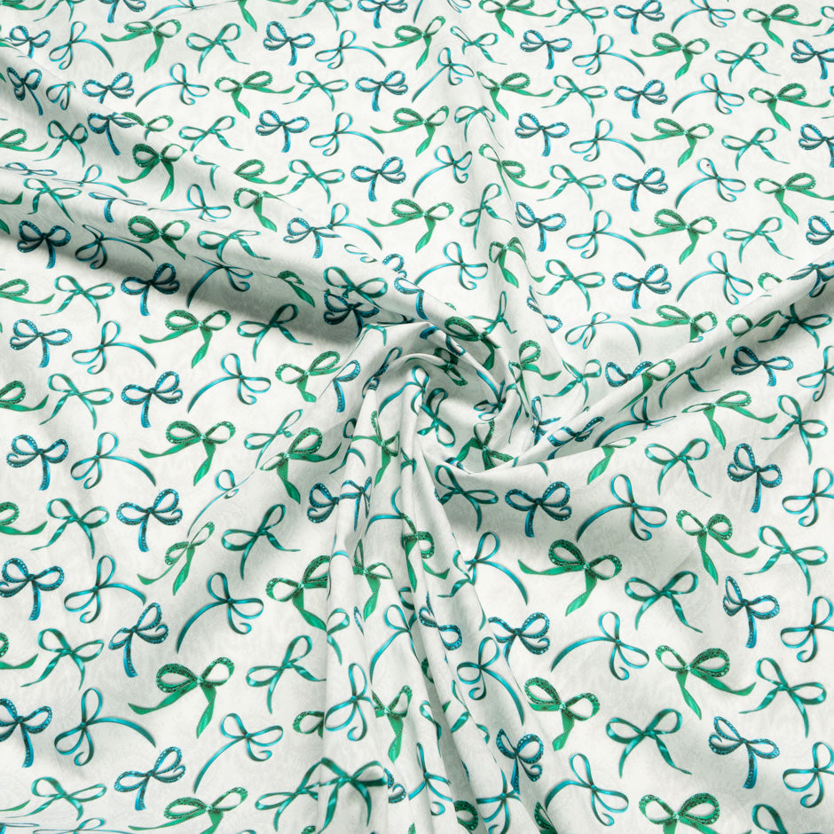 Green & Blue Ribbon Printed Pure Cotton