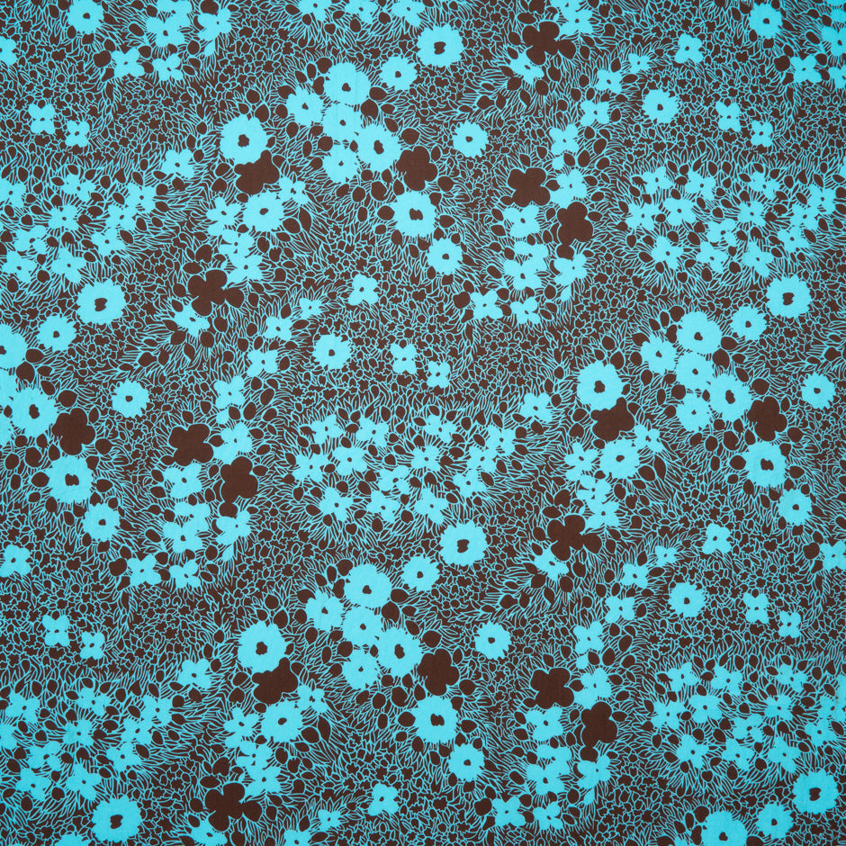 Brown & Blue Floral Printed Pure Cotton