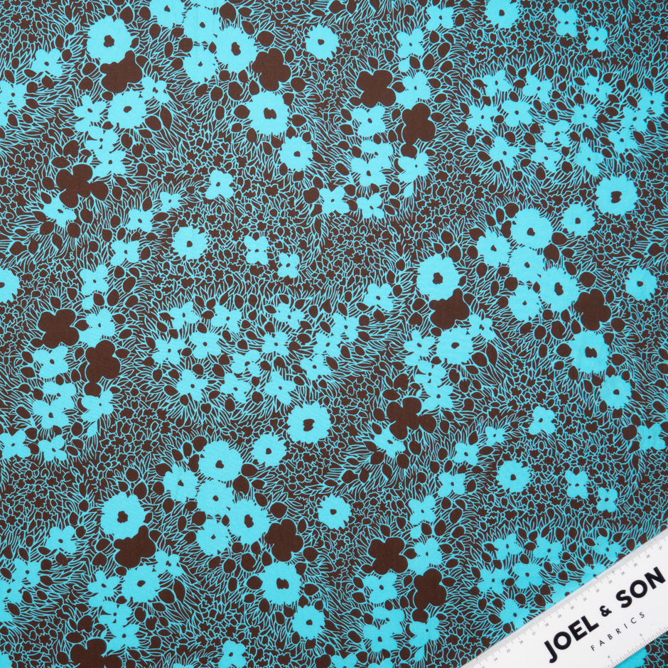 Brown & Blue Floral Printed Pure Cotton