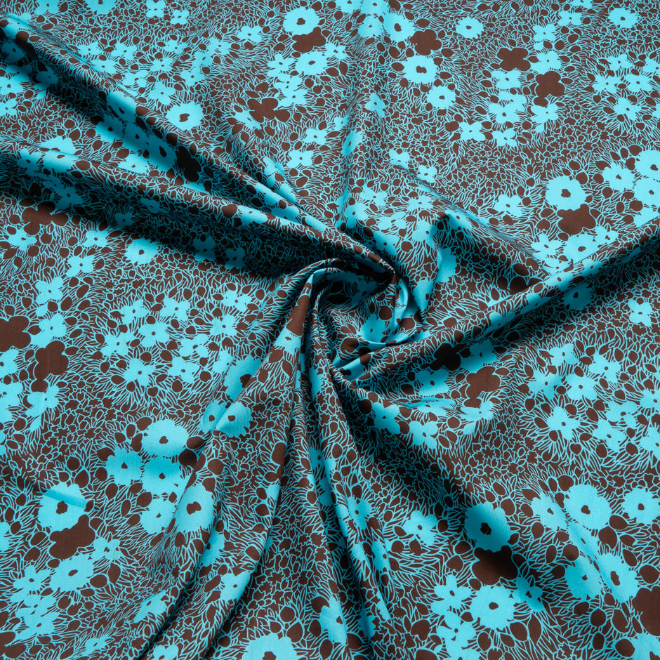 Brown & Blue Floral Printed Pure Cotton
