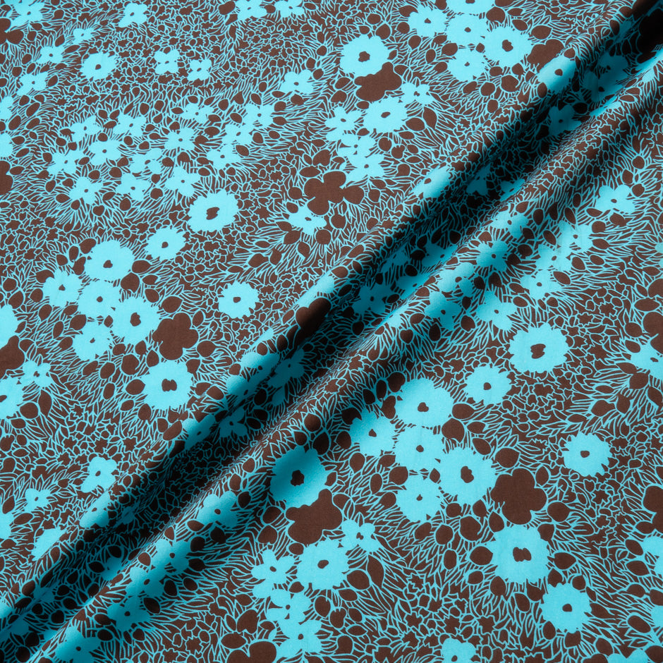 Brown & Blue Floral Printed Pure Cotton