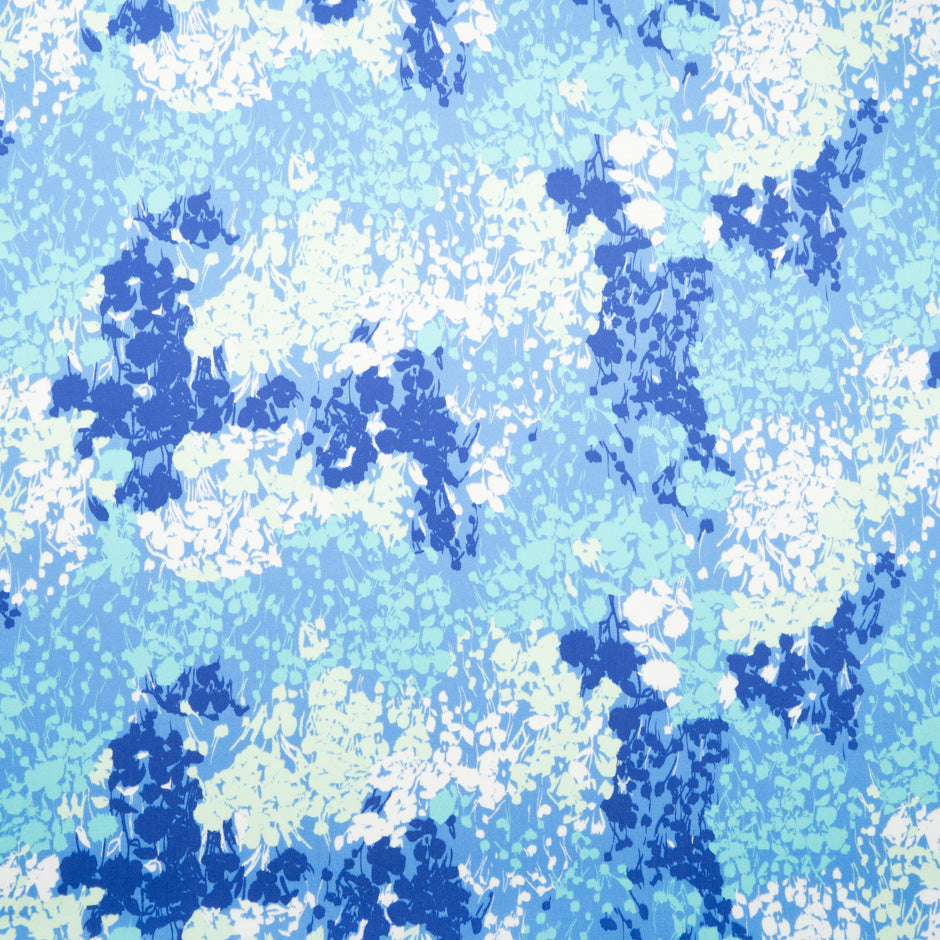 Blue & White Abstract Printed Satin Cotton