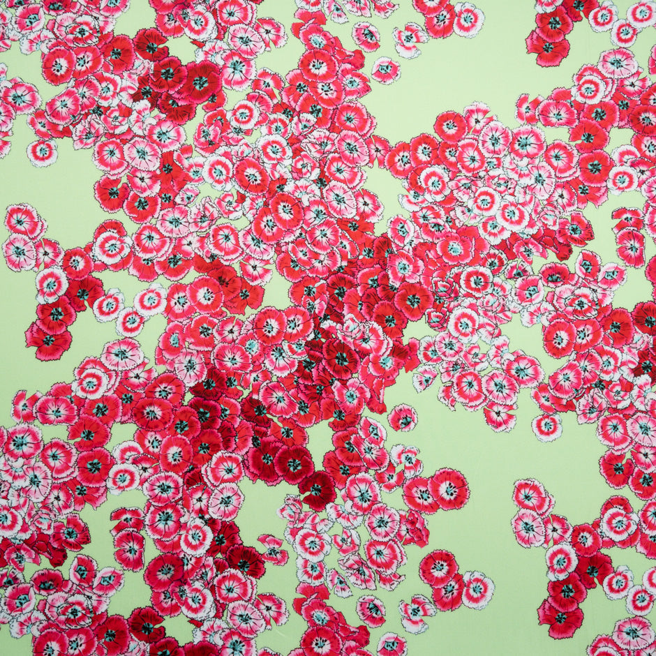 Rich Pink Floral Printed Green Luxury Cotton