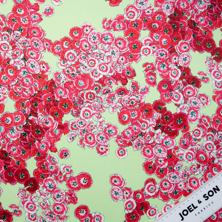 Rich Pink Floral Printed Green Luxury Cotton