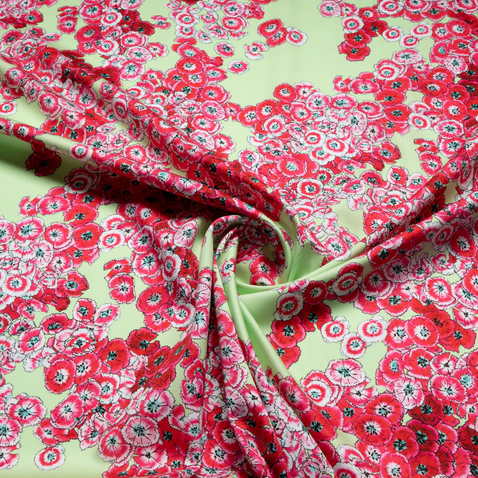 Rich Pink Floral Printed Green Luxury Cotton