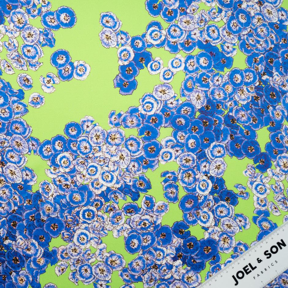 Blue Floral Printed Green Luxury Cotton
