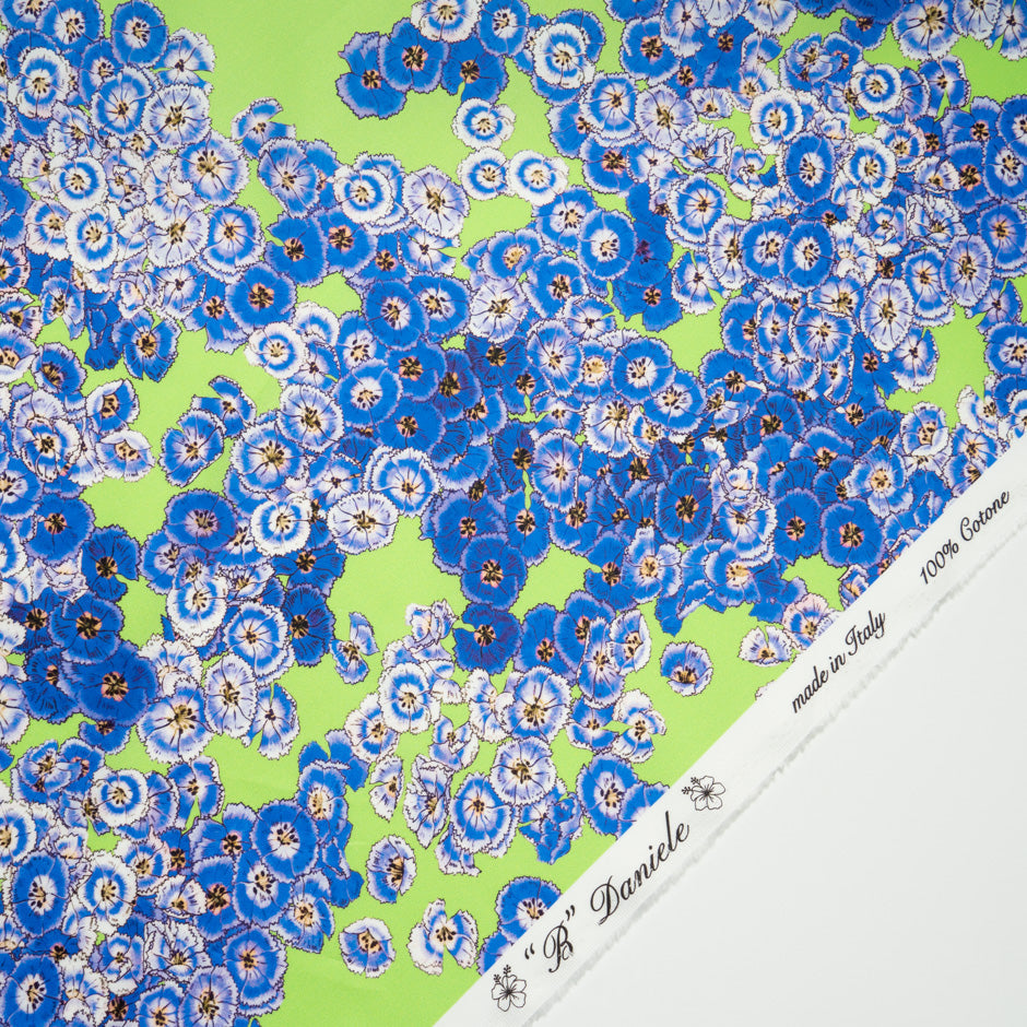 Blue Floral Printed Green Luxury Cotton