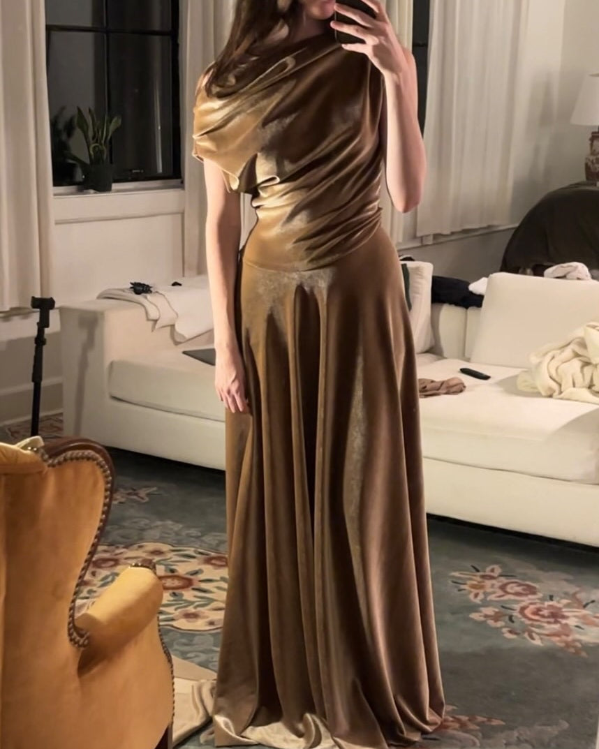 Sexy Solid Color Stitching Elegant Maxi Dress