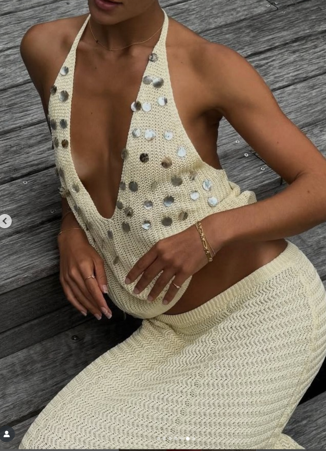 Sexy Halter Hollow Knitting Long Skirt Two-Piece Set