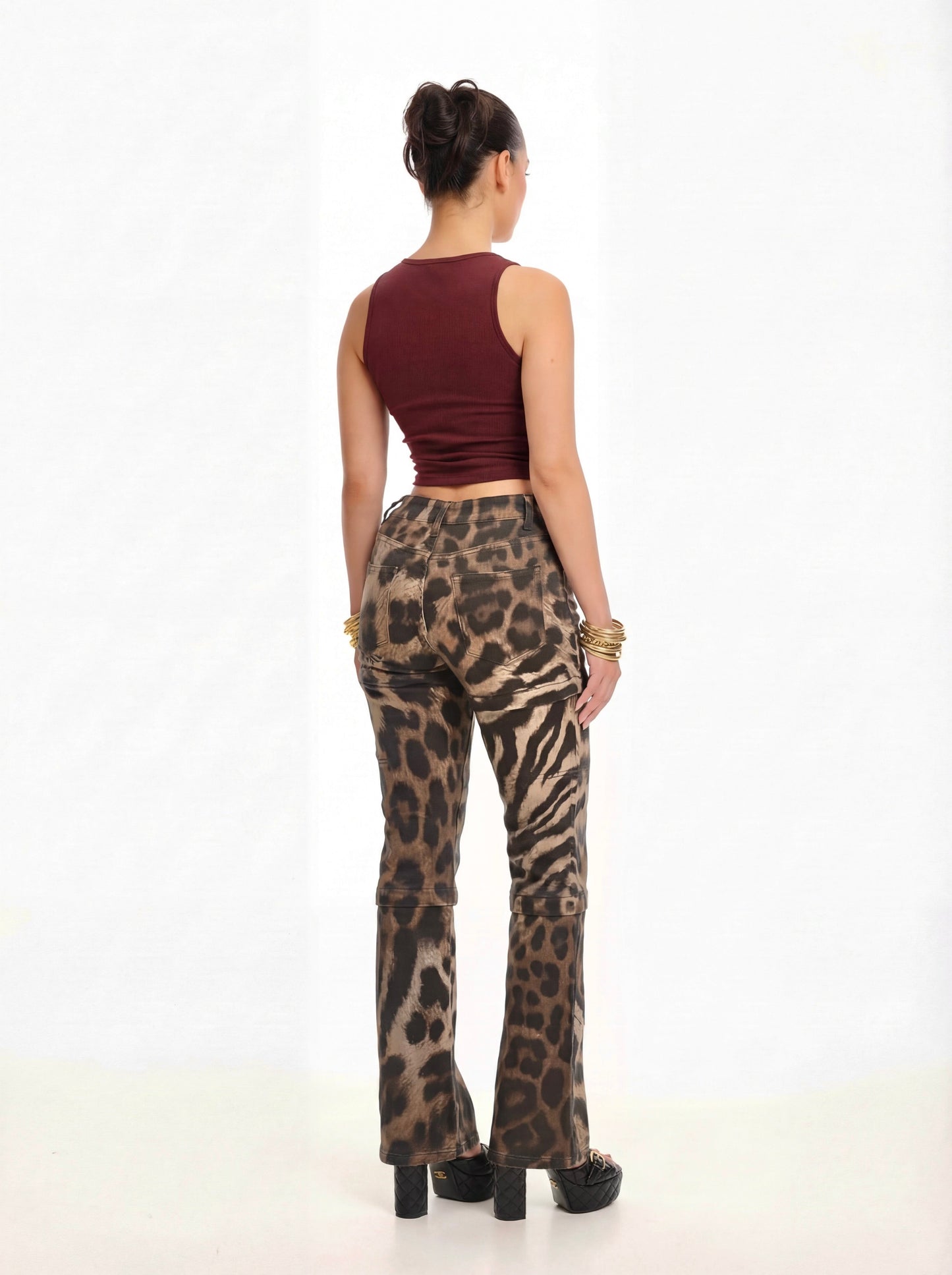 Morph Denim Pants - Leopard