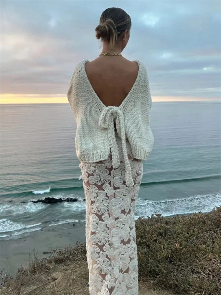 Backless knit sweater
