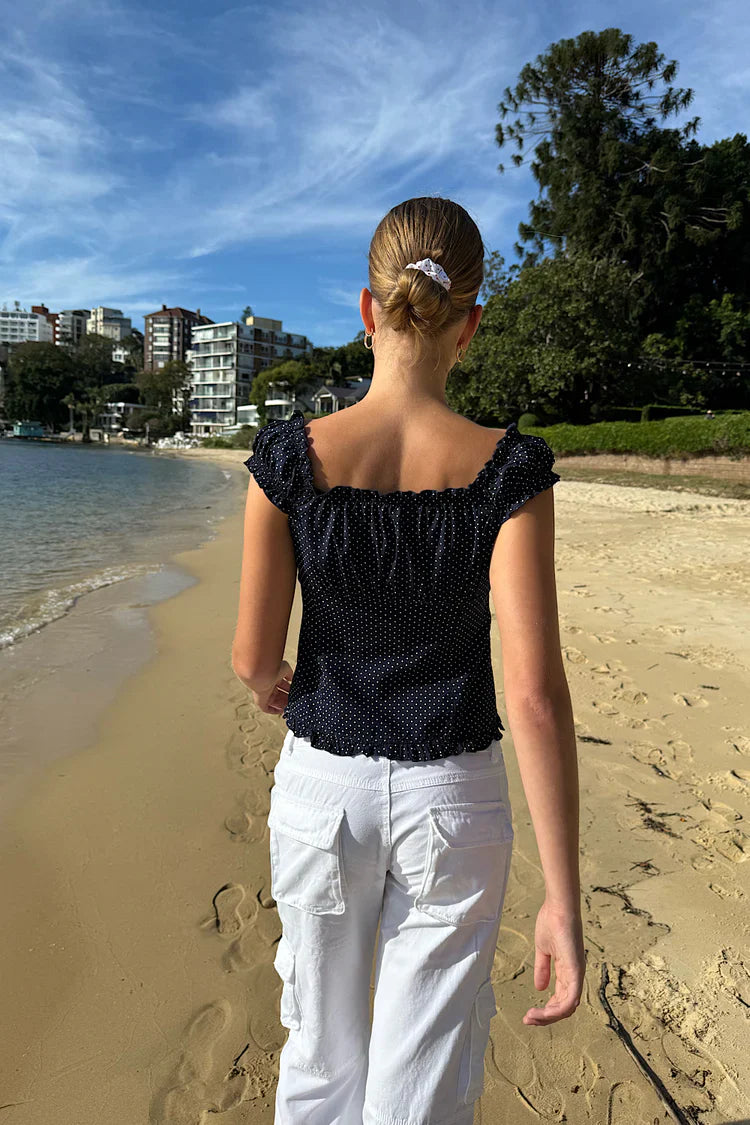 Polka Dot Ruffle Top