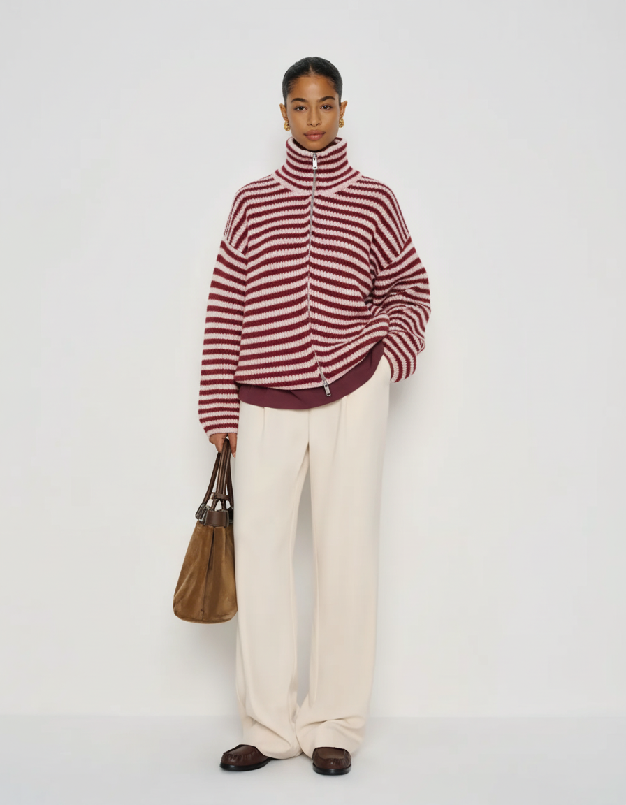 Striped Zip Sweater