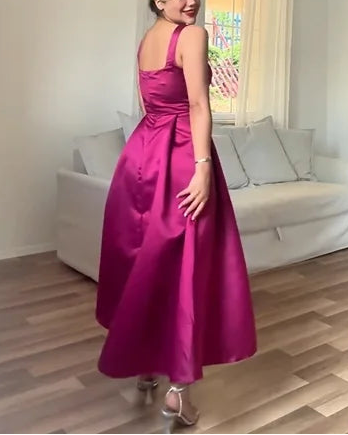 Sexy U Collar Solid Color Casual Midi Dress