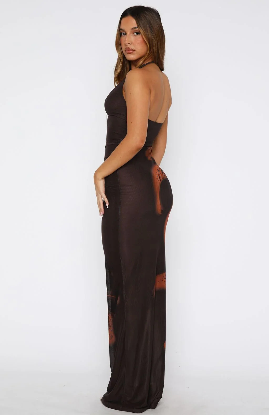 Sexy Halter Hollow Print Dress