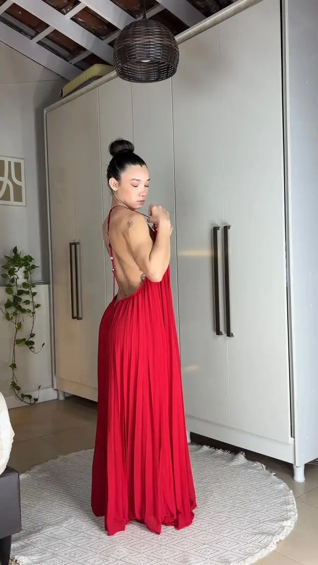 Sexy Deep V Loose Solid Color Dress