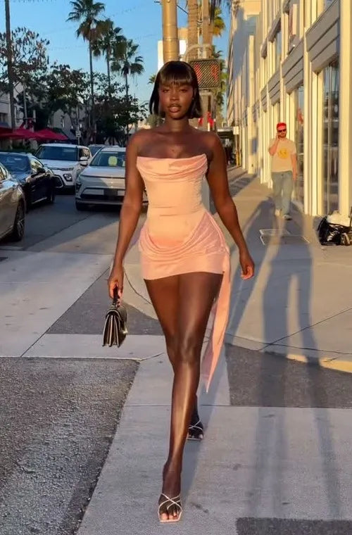 Sexy Pure Color Tube-Top Mini Skirt