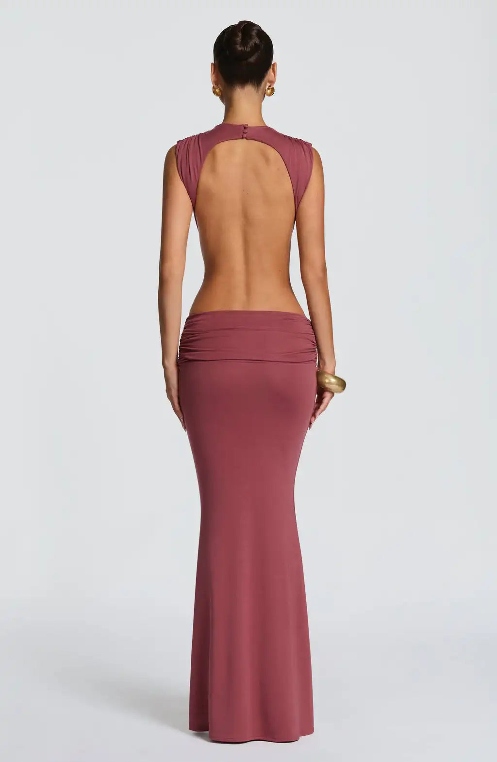 Sexy Front & Back Cutout Ruched Mermaid Maxi Dress