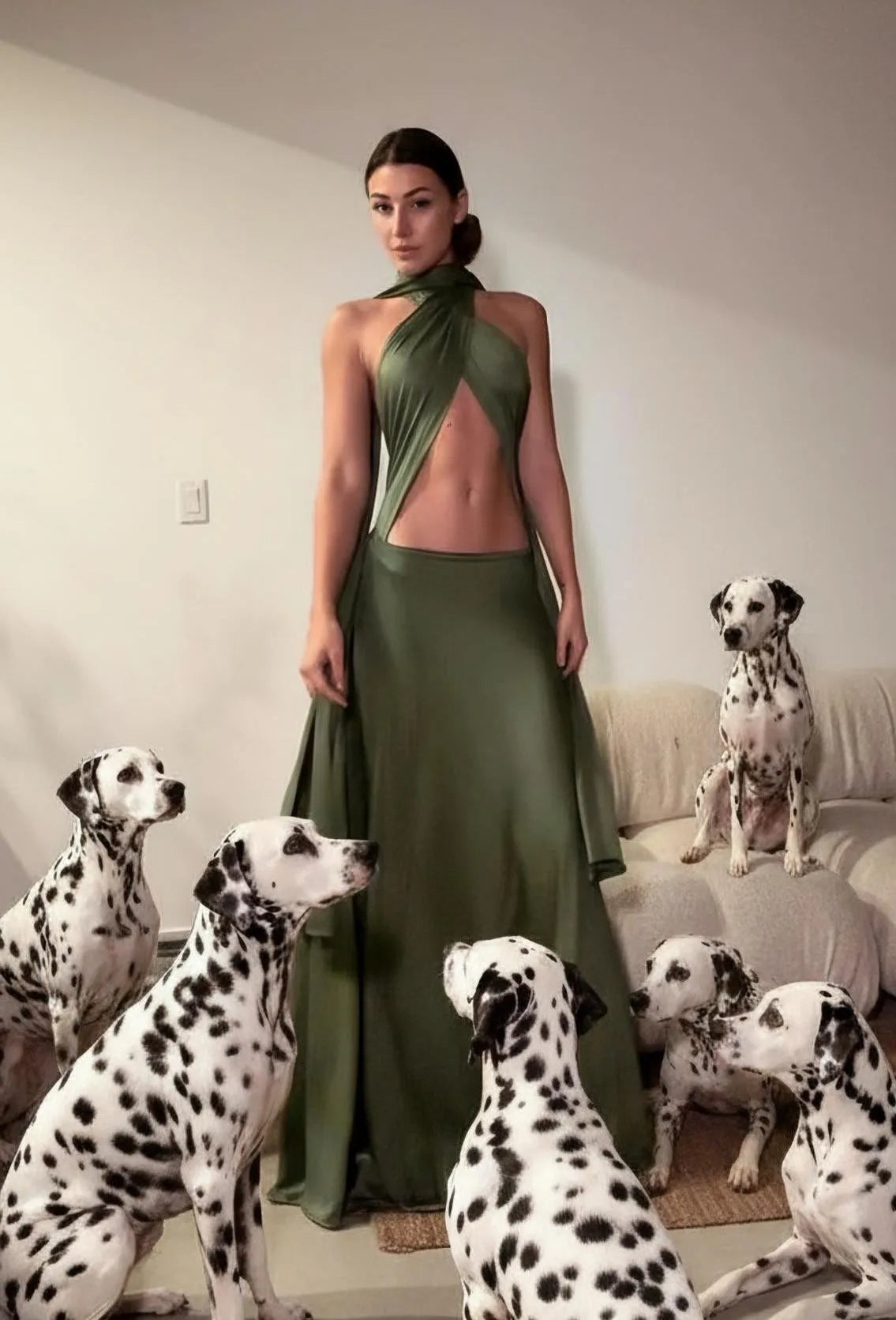 Sexy Cropped Solid Color Classical Dress