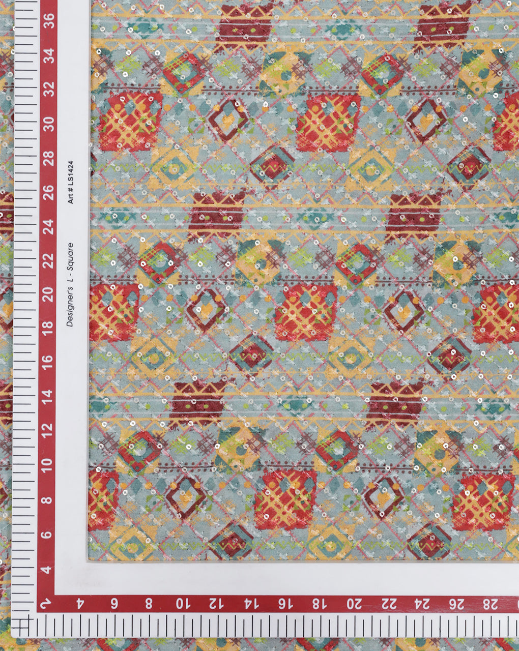 MULTICOLOR CHINON CHIFFON FABRIC WITH SEQUINS EMBROIDERY
