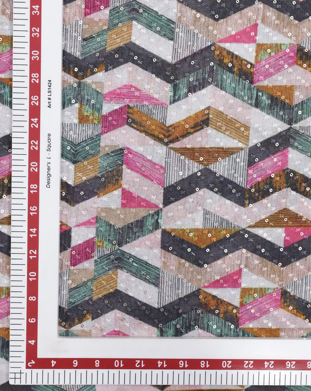 MULTICOLOR CHINON CHIFFON FABRIC WITH SEQUINS EMBROIDERY