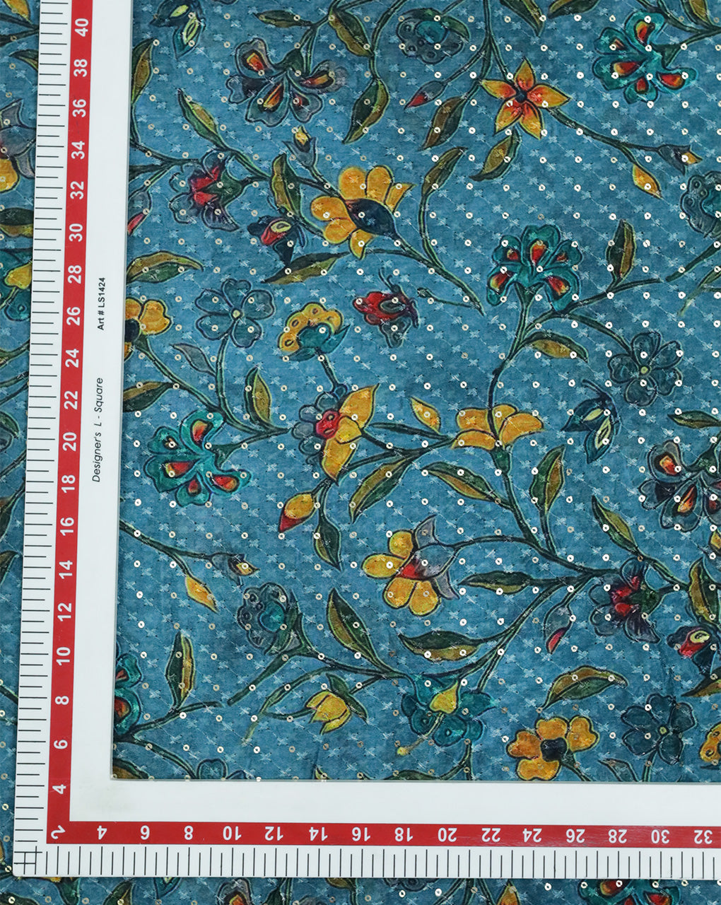 MULTICOLOR CHINON CHIFFON FABRIC WITH SEQUINS EMBROIDERY