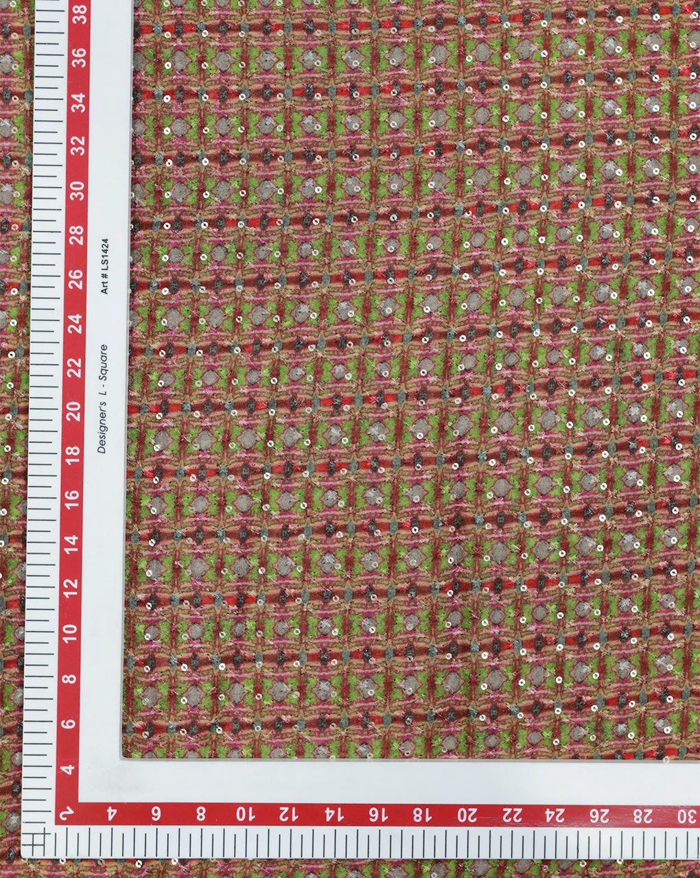 MULTICOLOR CHINON CHIFFON FABRIC WITH SEQUINS EMBROIDERY