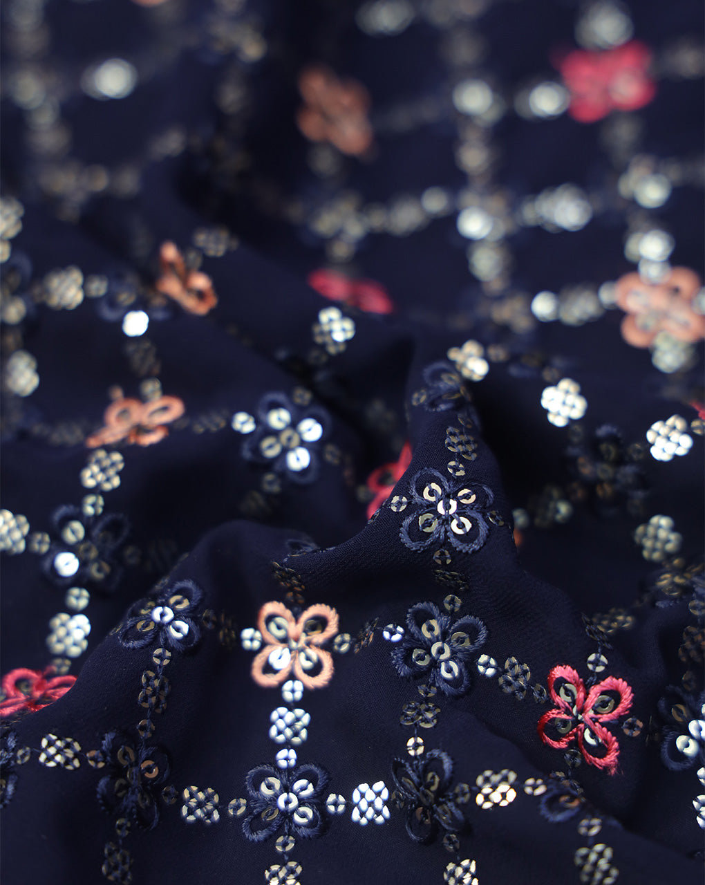 MULTICOLOR GEORGETTE SEQUINS EMBROIDERY FABRIC