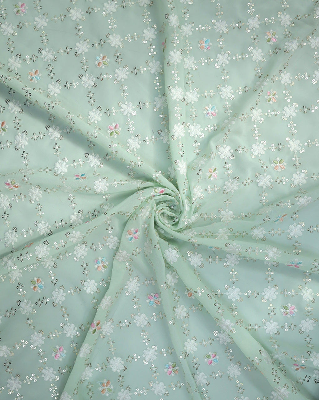 MULTICOLOR GEORGETTE SEQUINS EMBROIDERY FABRIC
