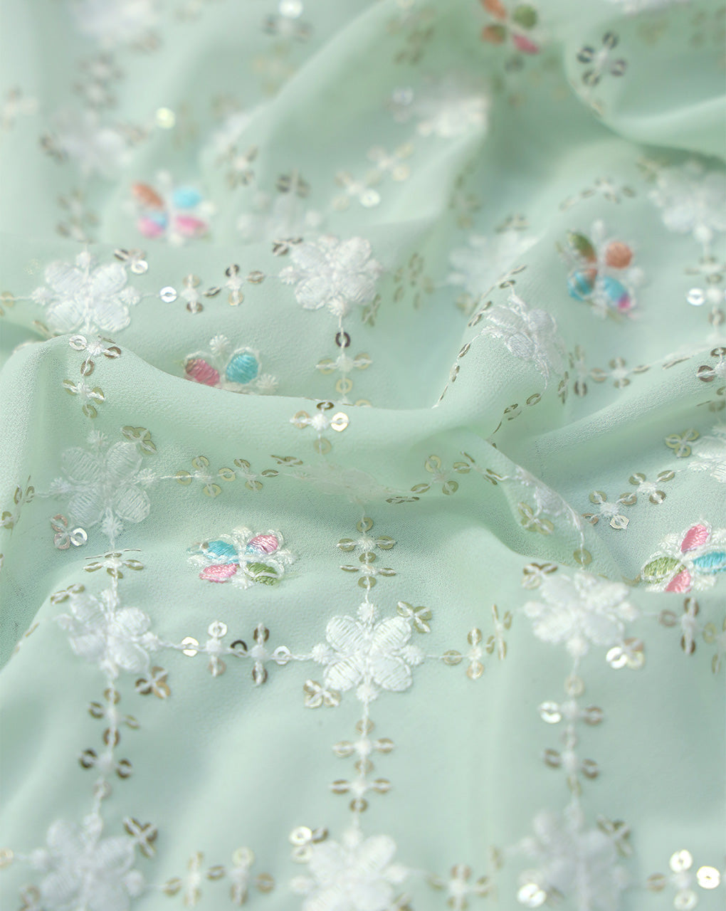 MULTICOLOR GEORGETTE SEQUINS EMBROIDERY FABRIC
