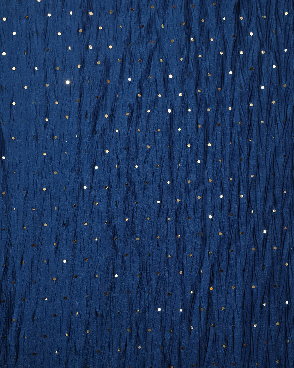 DARK BLUE POLYESTER CREPE SEQUINS FABRIC