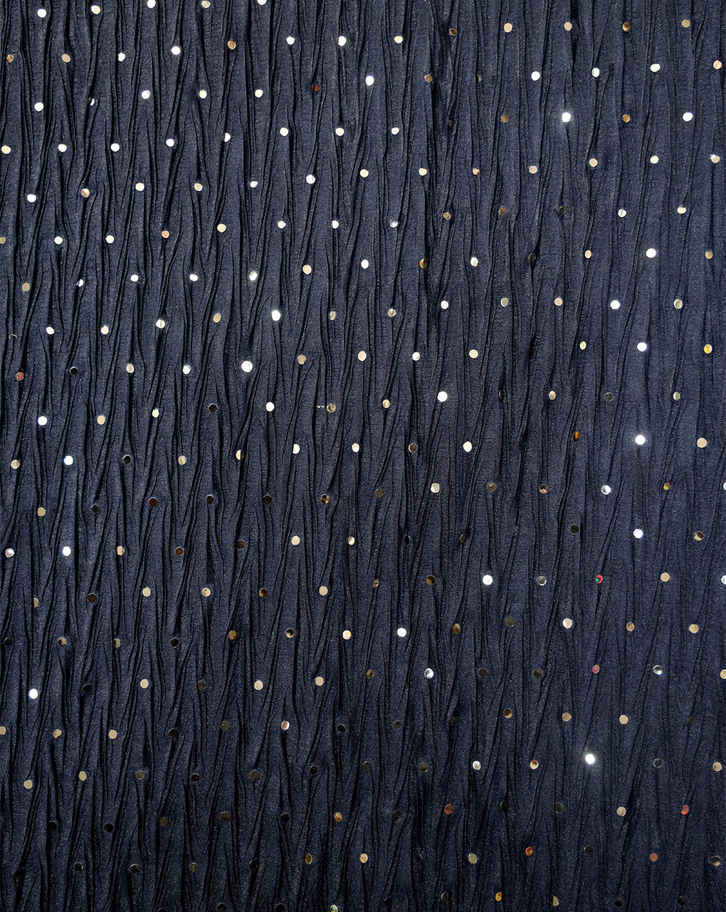 BLACK POLYESTER CREPE SEQUINS FABRIC