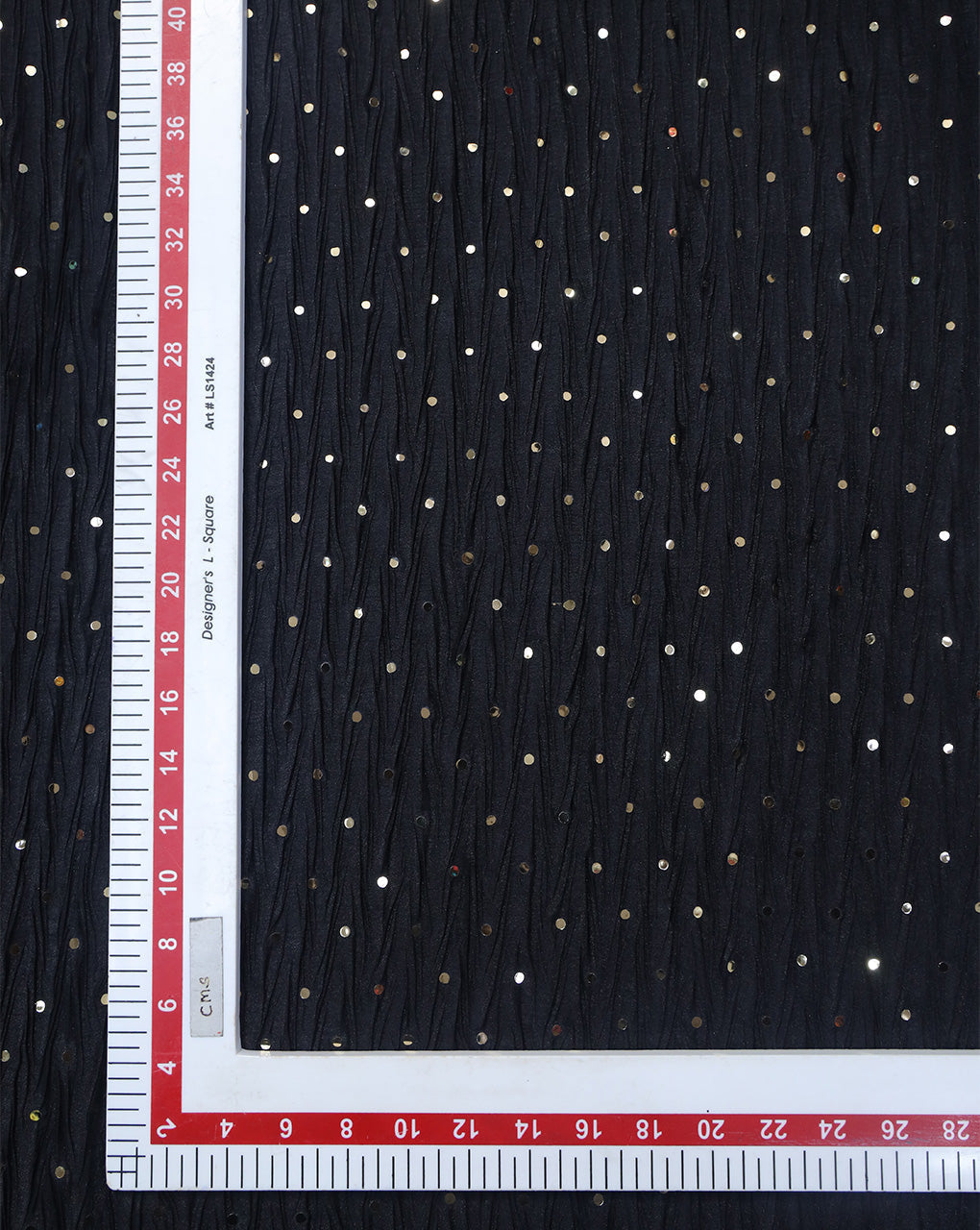 BLACK POLYESTER CREPE SEQUINS FABRIC