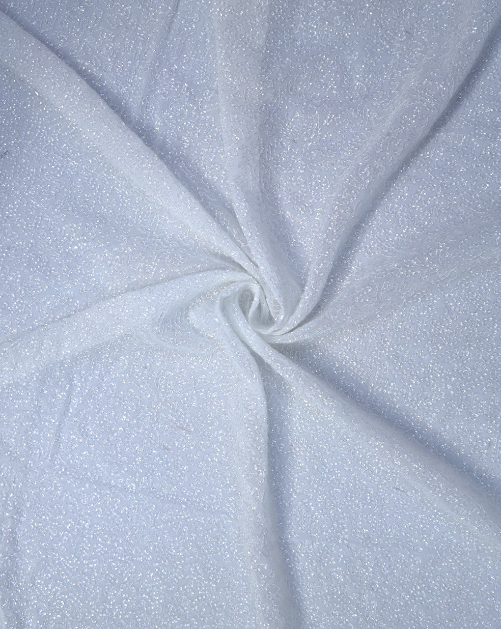WHITE VISCOSE GEORGETTE SEQUINS EMBROIDERY FABRIC