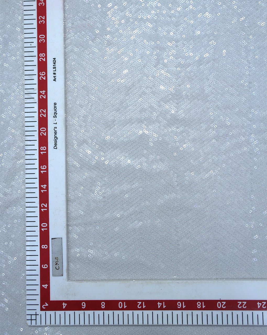 WHITE VISCOSE GEORGETTE SEQUINS EMBROIDERY FABRIC