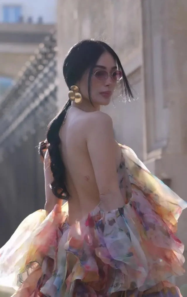 Watercolor Halter Backless Tiered Dress | Fairy Ruffle Hem Gown