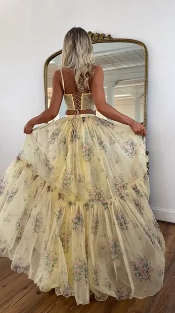 Gilded Dream: French Vintage Floral Gown