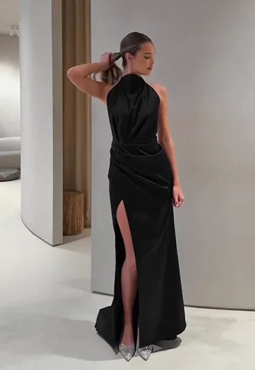 Sexy Sleeveless Halter High Slit Dress