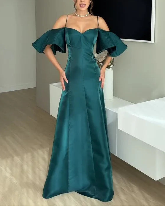 Sexy Strappy Low-Cut Slim-Fit Solid Color Maxi Dress