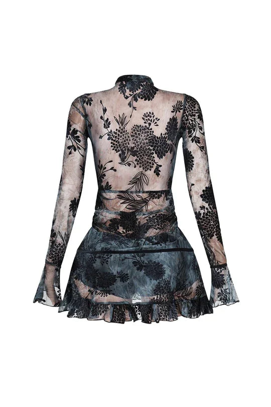 Sexy Deep V Printed Mini Skirt