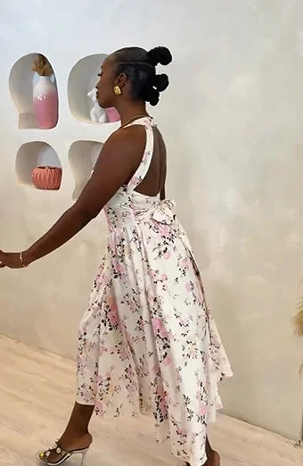 Sexy Print Backless Slim Fit Dress