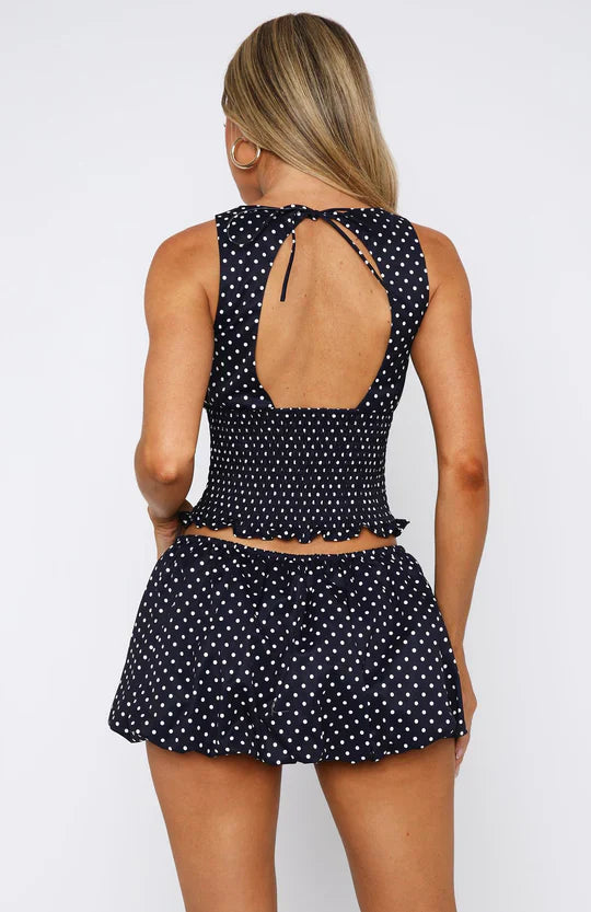 Navy Polka Dot Top