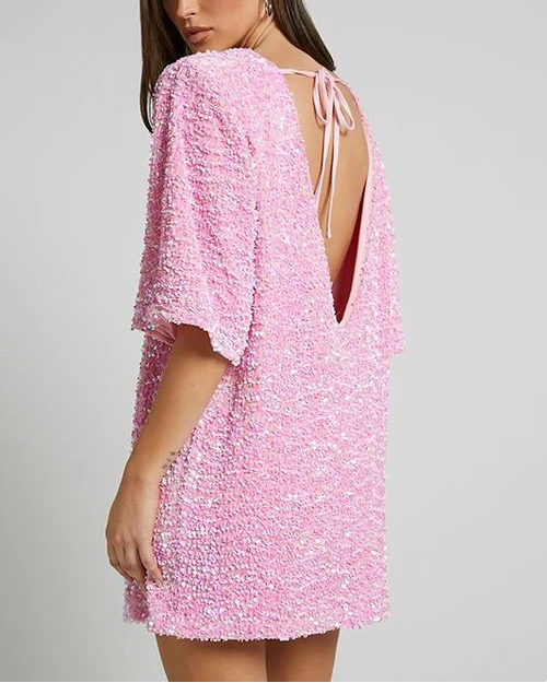 Sexy Casual Sequin T-Shirt Dress