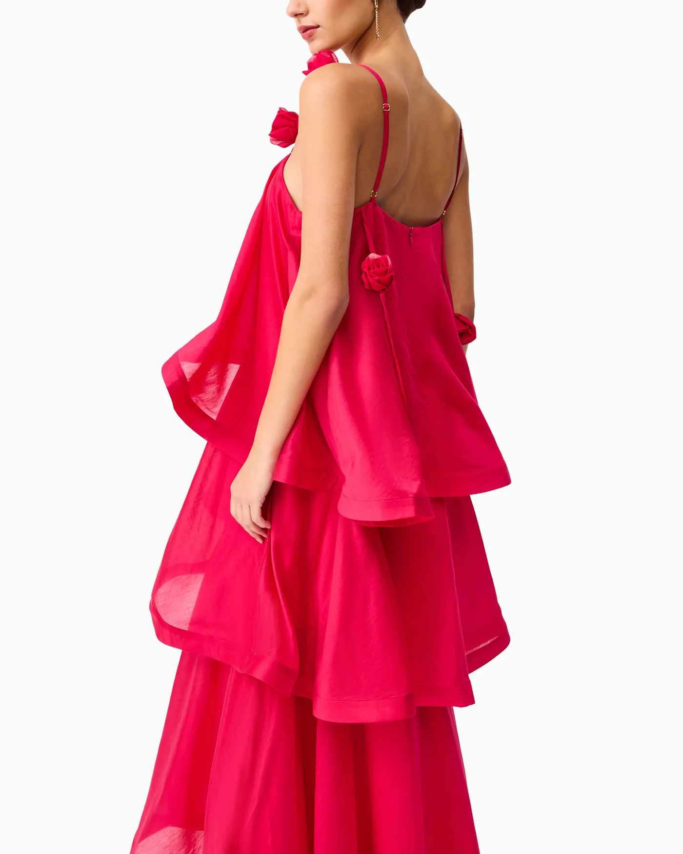 Sexy Suspender Flower Cake Maxi Dress