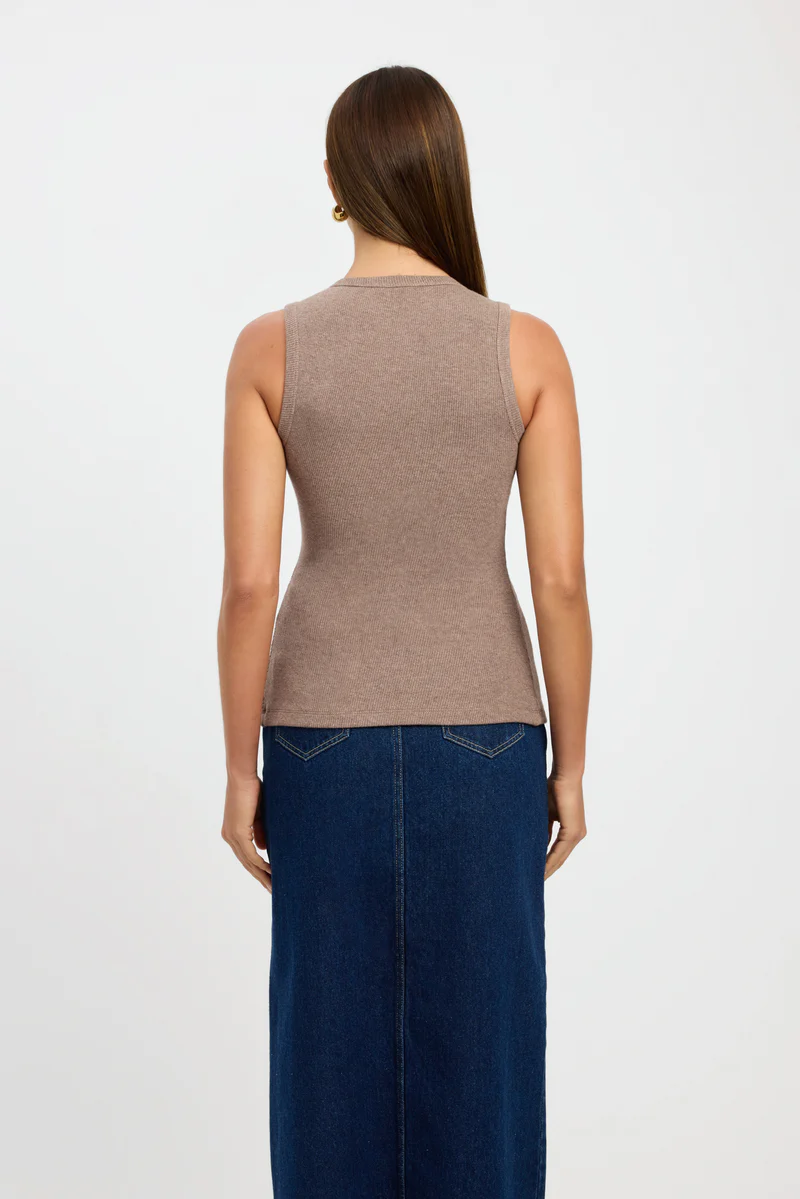 Ribbed Button-Front Knit Tank