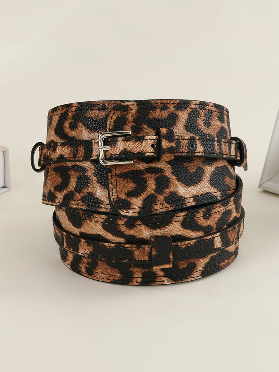 Women's Leopard - Print Fashion Faux Leather Asymmetric - Design Waist Belt